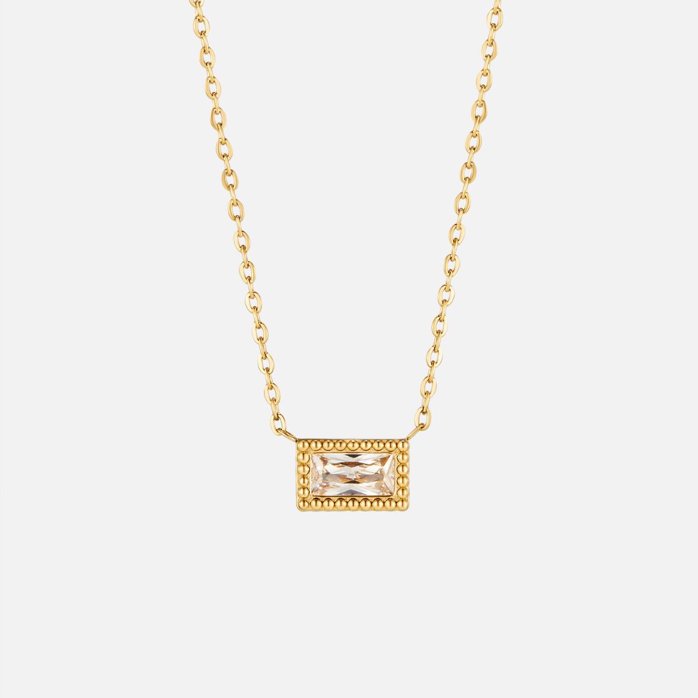 Slim Baguette-Cut Birth Month Stone Necklace