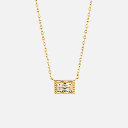 Slim Baguette-Cut Birth Month Stone Necklace