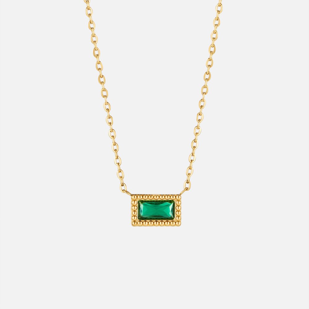 Slim Baguette-Cut Birth Month Stone Necklace