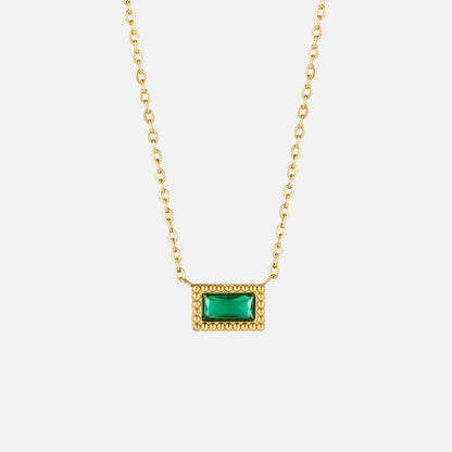 Slim Baguette-Cut Birth Month Stone Necklace