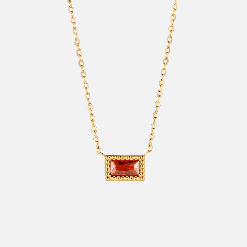 Slim Baguette-Cut Birth Month Stone Necklace