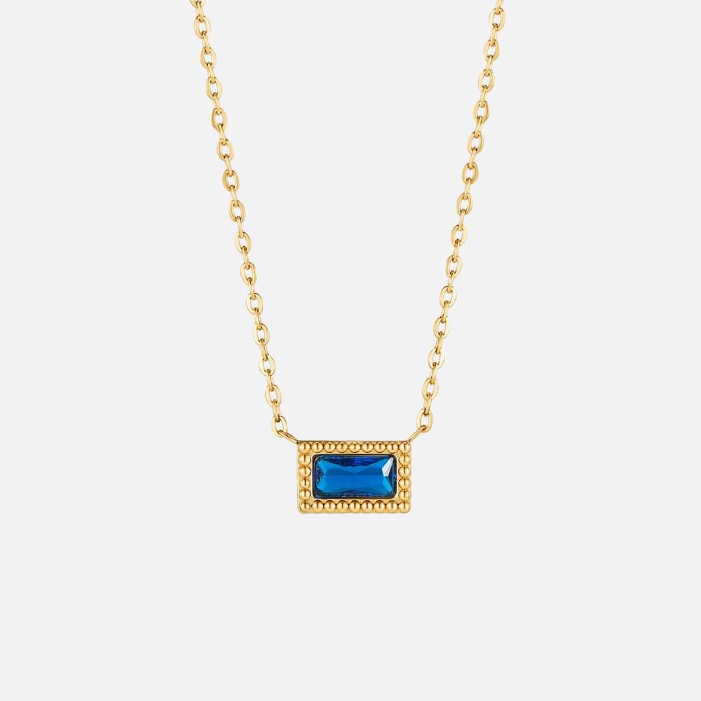Slim Baguette-Cut Birth Month Stone Necklace