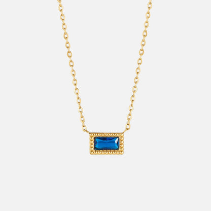 Slim Baguette-Cut Birth Month Stone Necklace