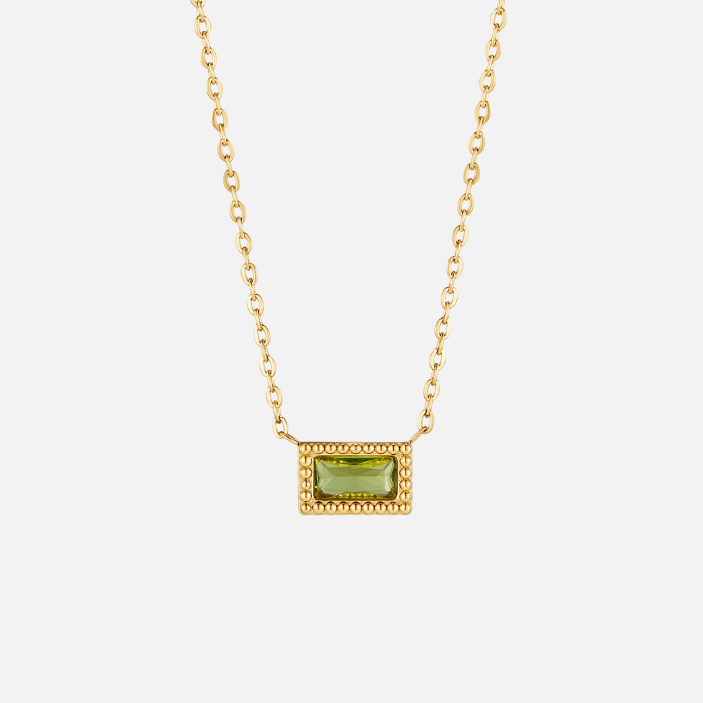 Slim Baguette-Cut Birth Month Stone Necklace