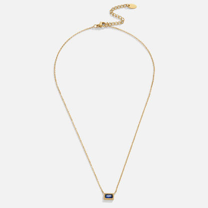 Slim Baguette-Cut Birth Month Stone Necklace