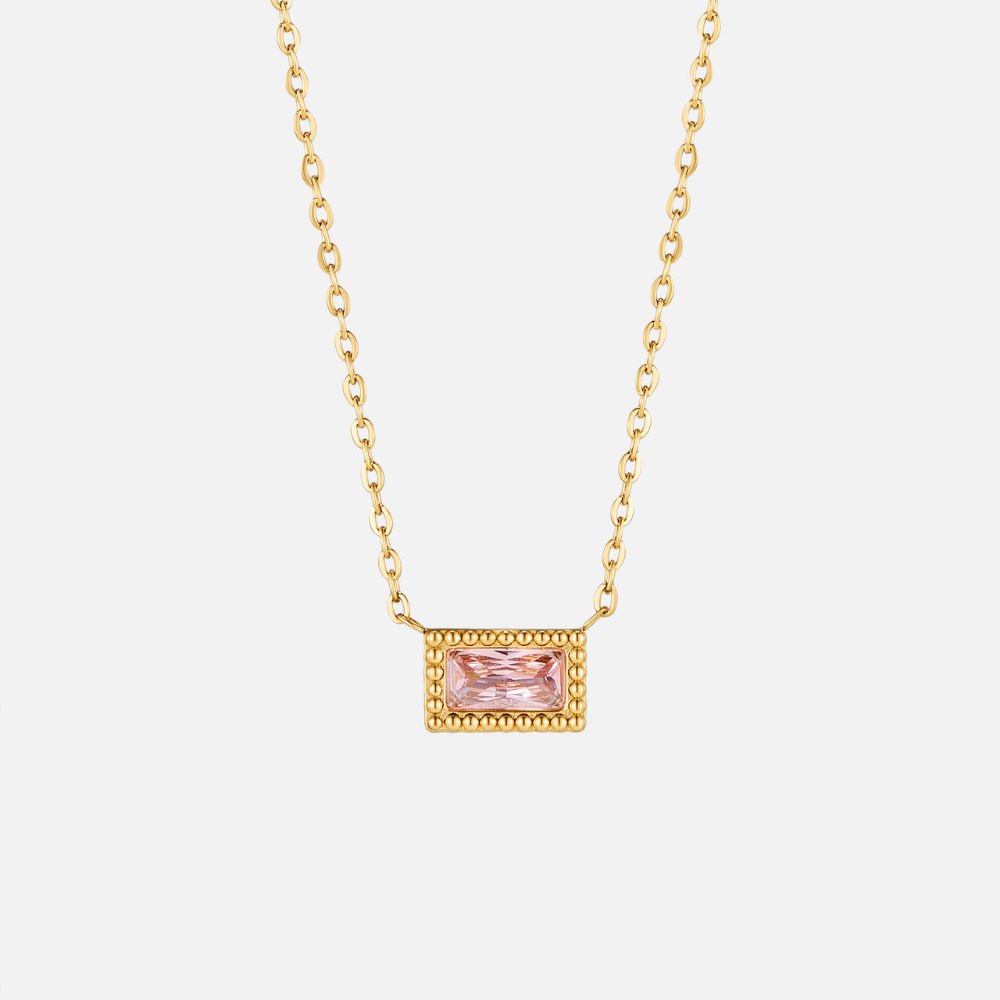 Slim Baguette-Cut Birth Month Stone Necklace