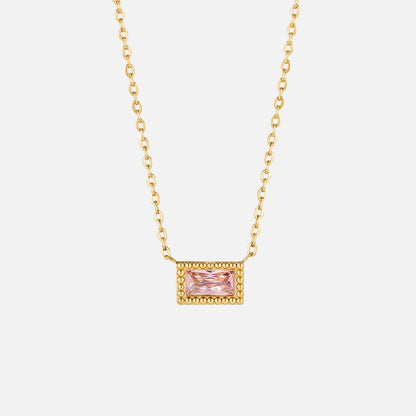 Slim Baguette-Cut Birth Month Stone Necklace