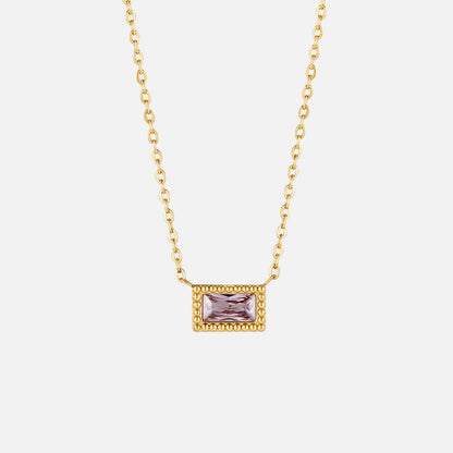 Slim Baguette-Cut Birth Month Stone Necklace