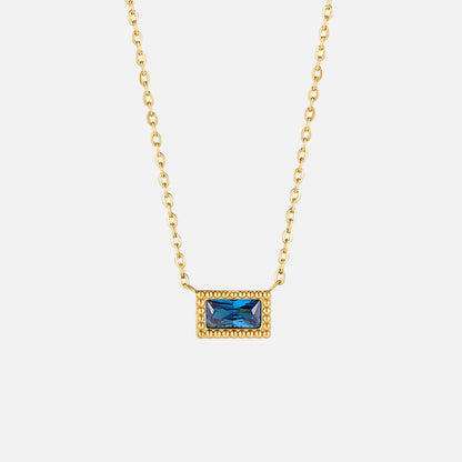 Slim Baguette-Cut Birth Month Stone Necklace