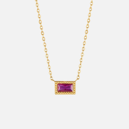 Slim Baguette-Cut Birth Month Stone Necklace