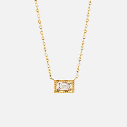 Slim Baguette-Cut Birth Month Stone Necklace
