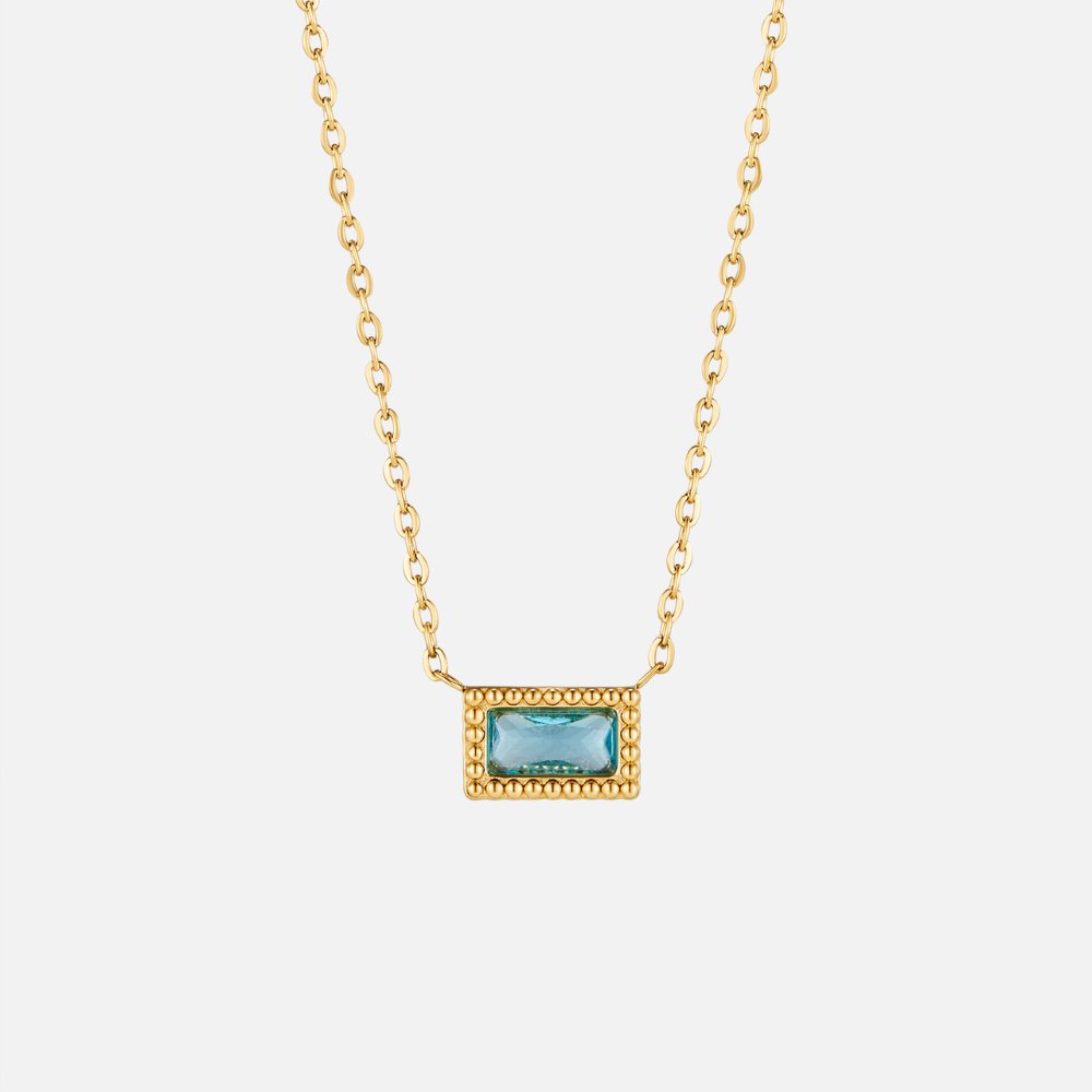 Slim Baguette-Cut Birth Month Stone Necklace