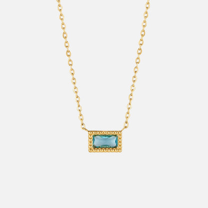 Slim Baguette-Cut Birth Month Stone Necklace