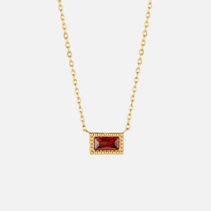 Slim Baguette-Cut Birth Month Stone Necklace