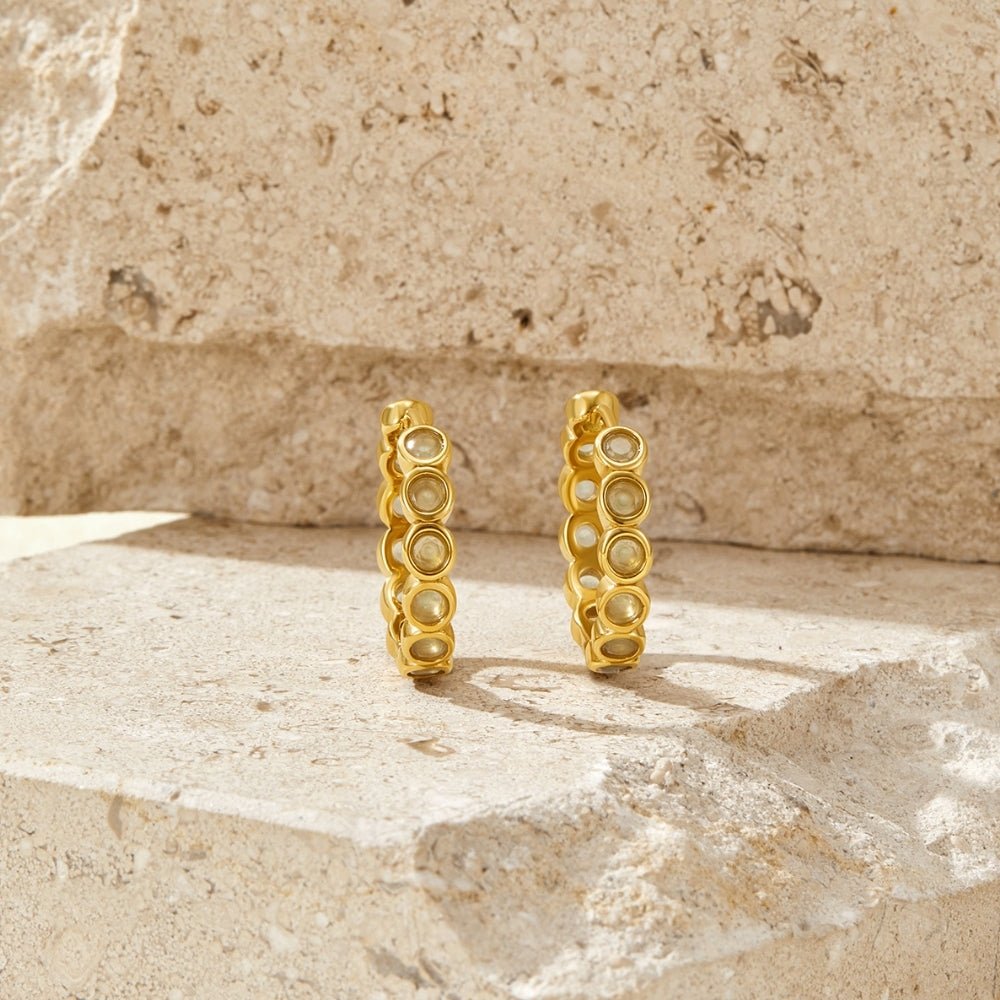 Warm Woven Bead Wrapped Slim Hoop Earrings