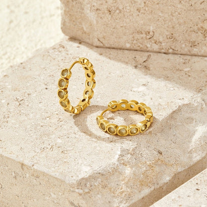 Warm Woven Bead Wrapped Slim Hoop Earrings