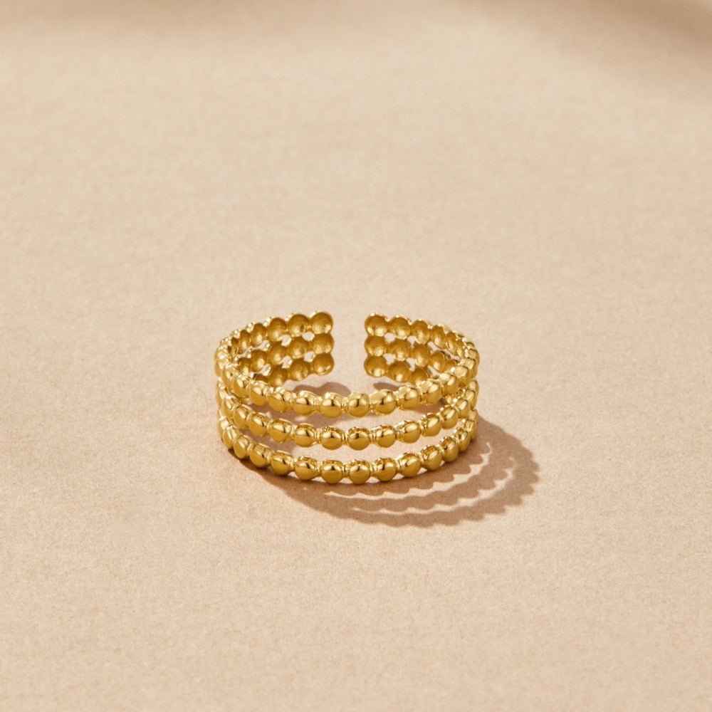 Beaded Edge Ring in a Warm Gold-Tone Finish