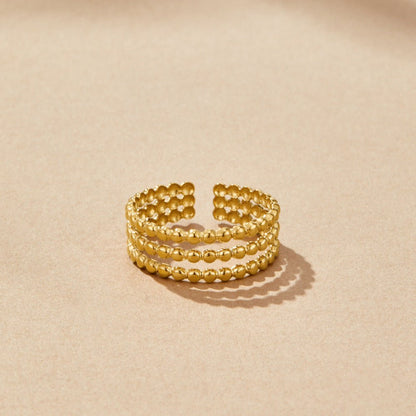 Beaded Edge Ring in a Warm Gold-Tone Finish