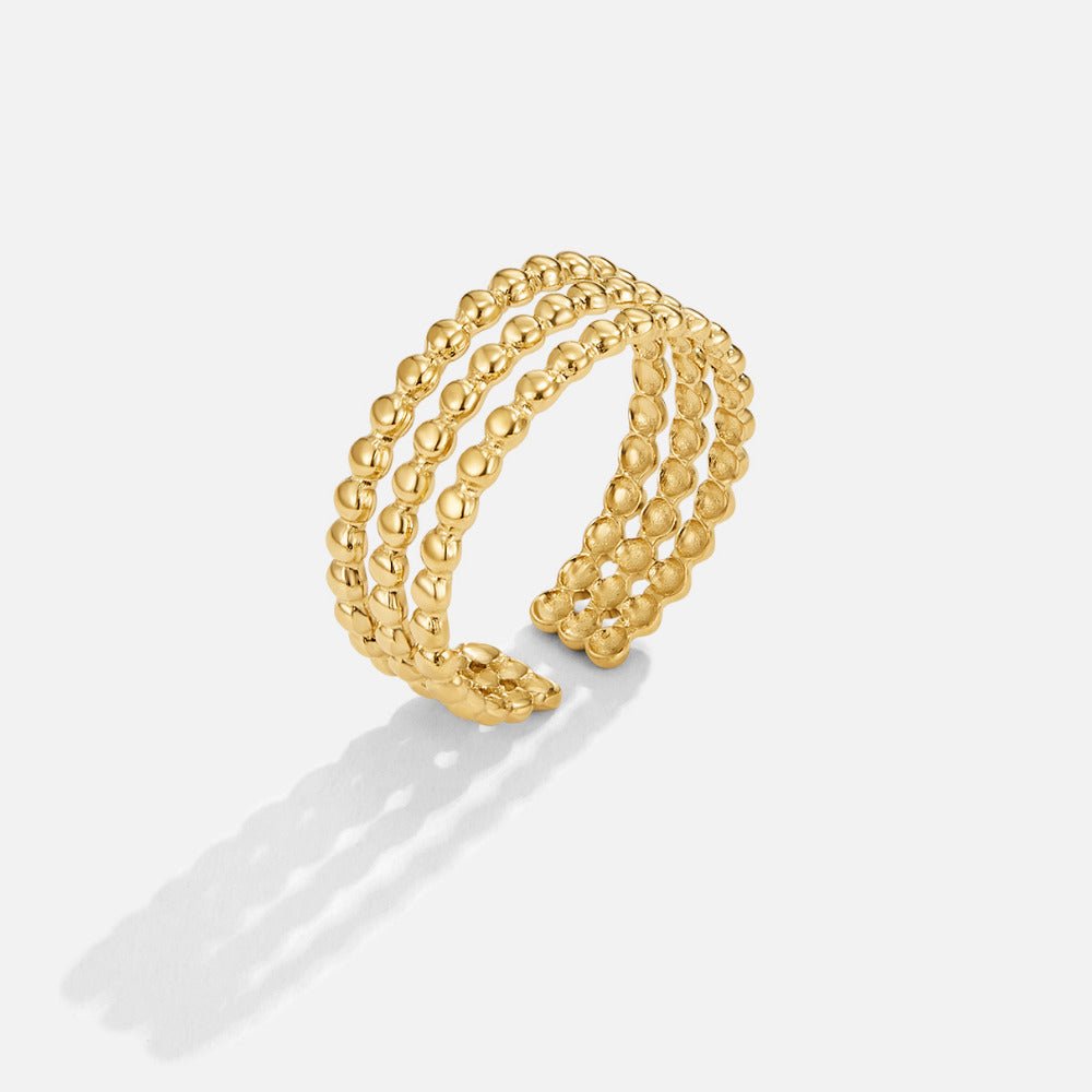 Beaded Edge Ring in a Warm Gold-Tone Finish