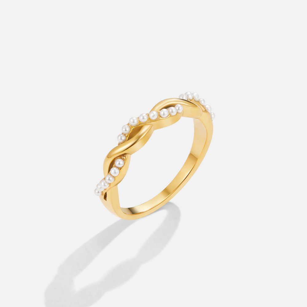 Bella Pearl Topped Rope Twist Ring