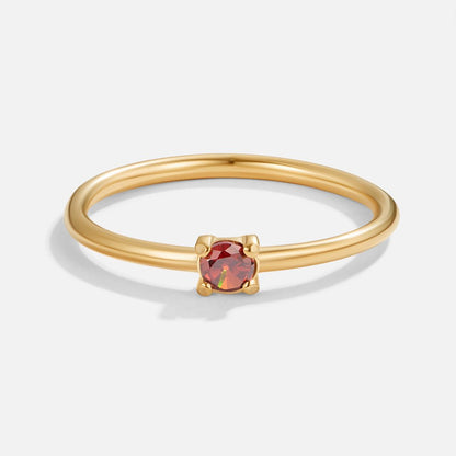 Birthstone Single Stone Gold-Tone Slim Ring