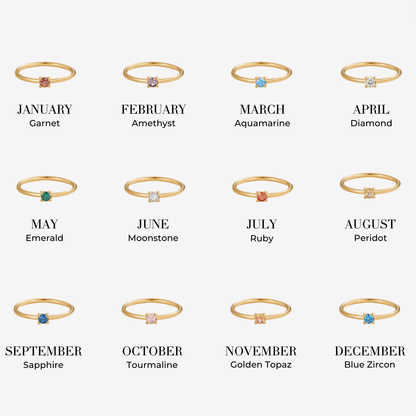 Birthstone Single Stone Gold-Tone Slim Ring