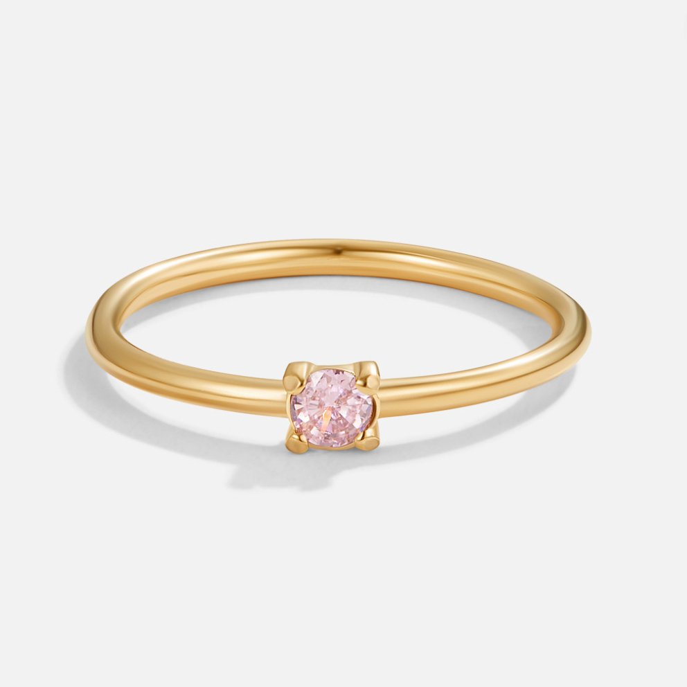 Birthstone Single Stone Gold-Tone Slim Ring