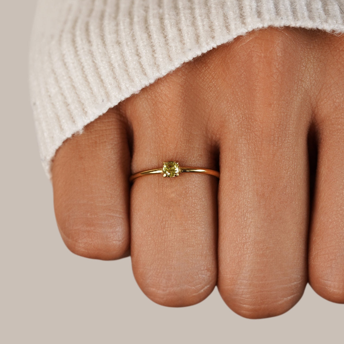 Birthstone Single Stone Gold-Tone Slim Ring