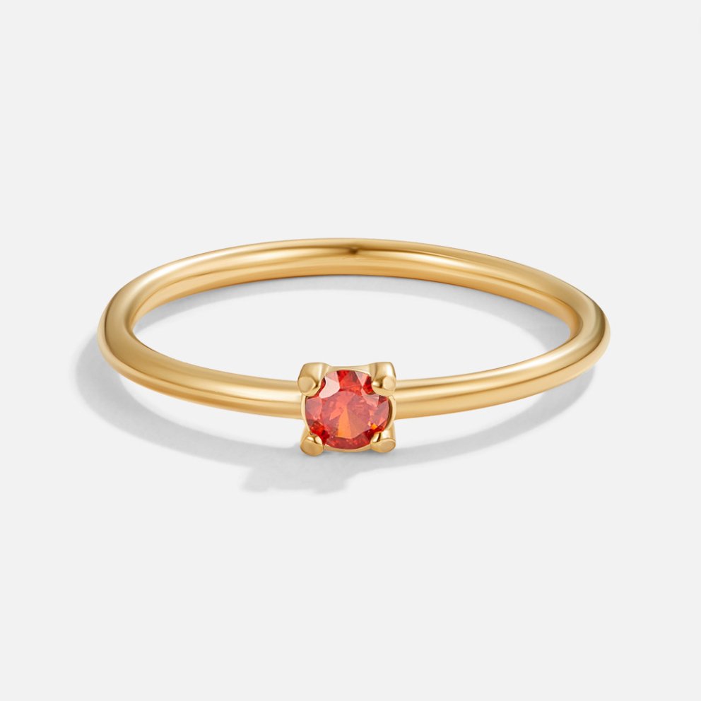 Birthstone Single Stone Gold-Tone Slim Ring