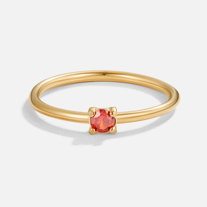 Birthstone Single Stone Gold-Tone Slim Ring
