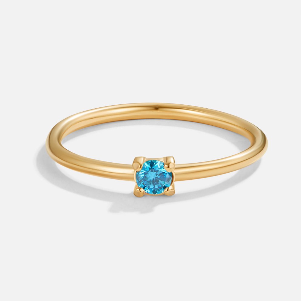 Birthstone Single Stone Gold-Tone Slim Ring