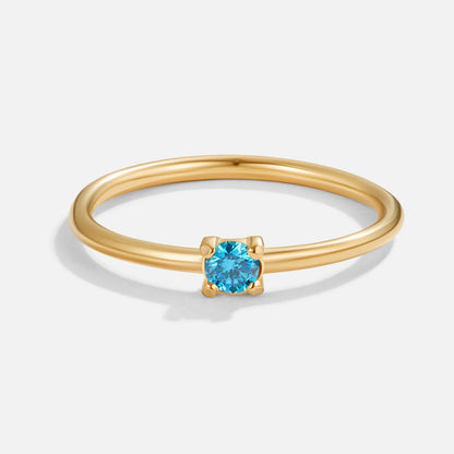 Birthstone Single Stone Gold-Tone Slim Ring