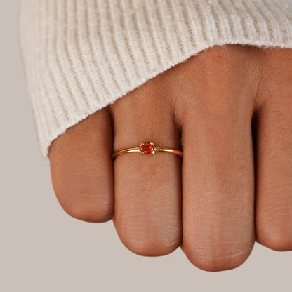 Birthstone Single Stone Gold-Tone Slim Ring