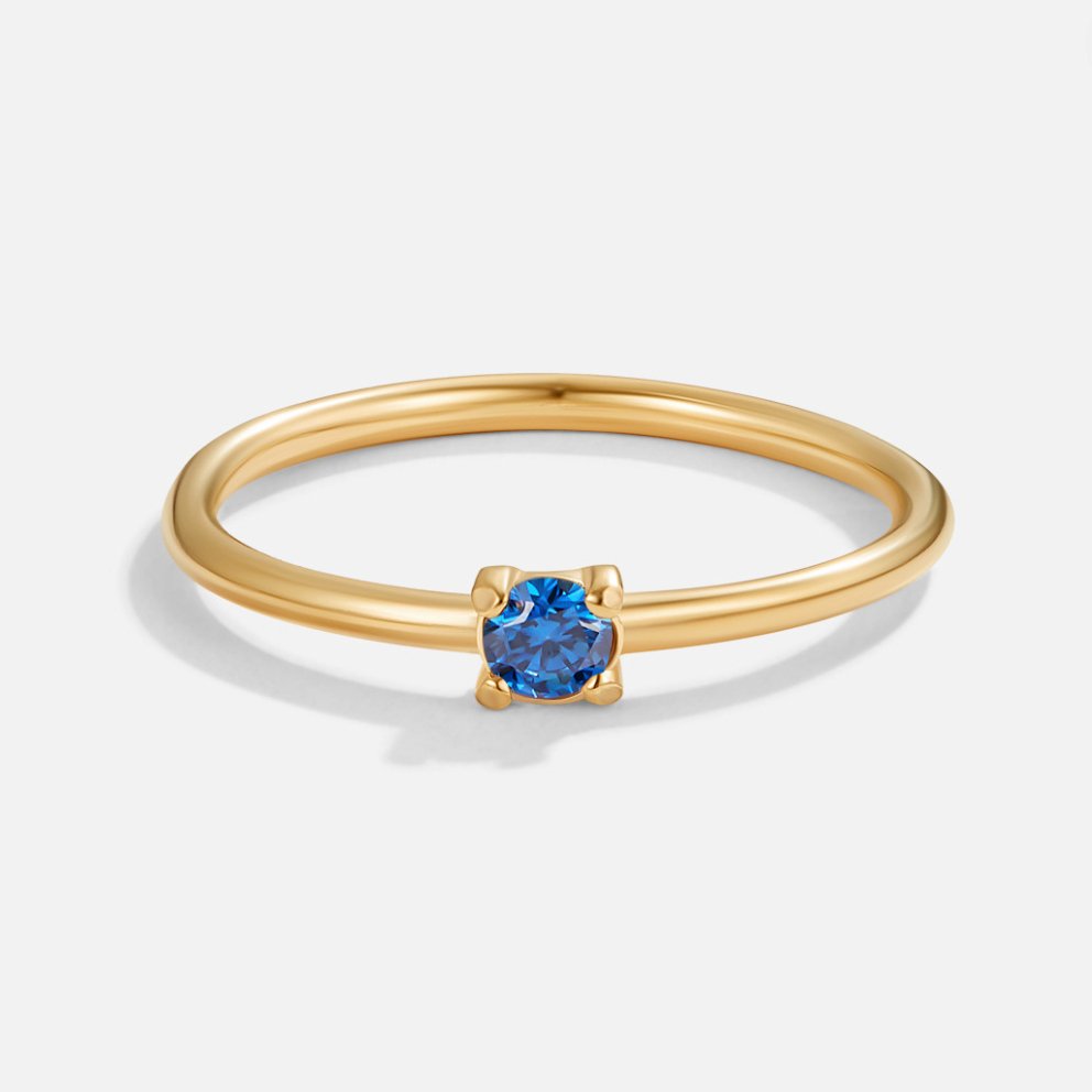 Birthstone Single Stone Gold-Tone Slim Ring
