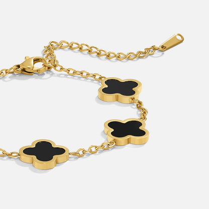 Lola Deep Black Clover Charm Chain Bracelet