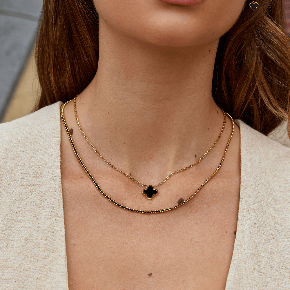 Lola Black Clover Charm Necklace