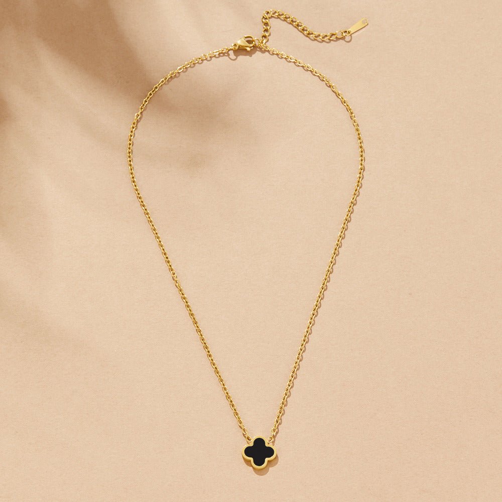 Lola Black Clover Charm Necklace