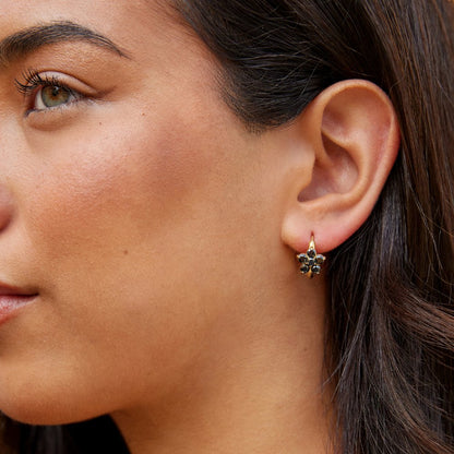 Night Bloom Dark Crystal Petal Hoop Earrings