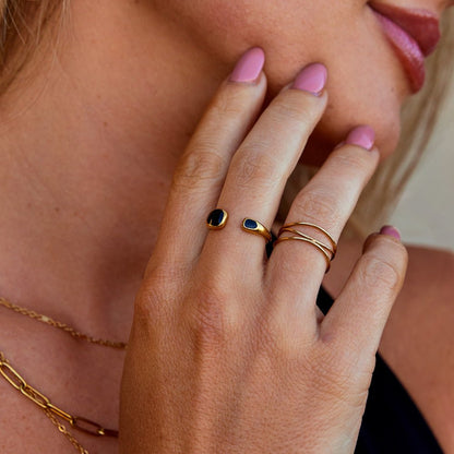 Sahara Dark Black Finish Open Wrap Band Ring
