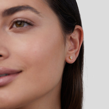 Flower Blossom Earrings with a Pearl Centre