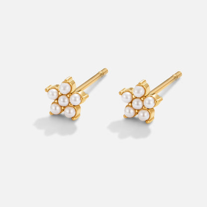 Flower Blossom Earrings with a Pearl Centre