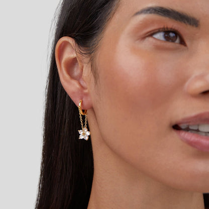 Soft Petal Drop Earrings Set with Crystal