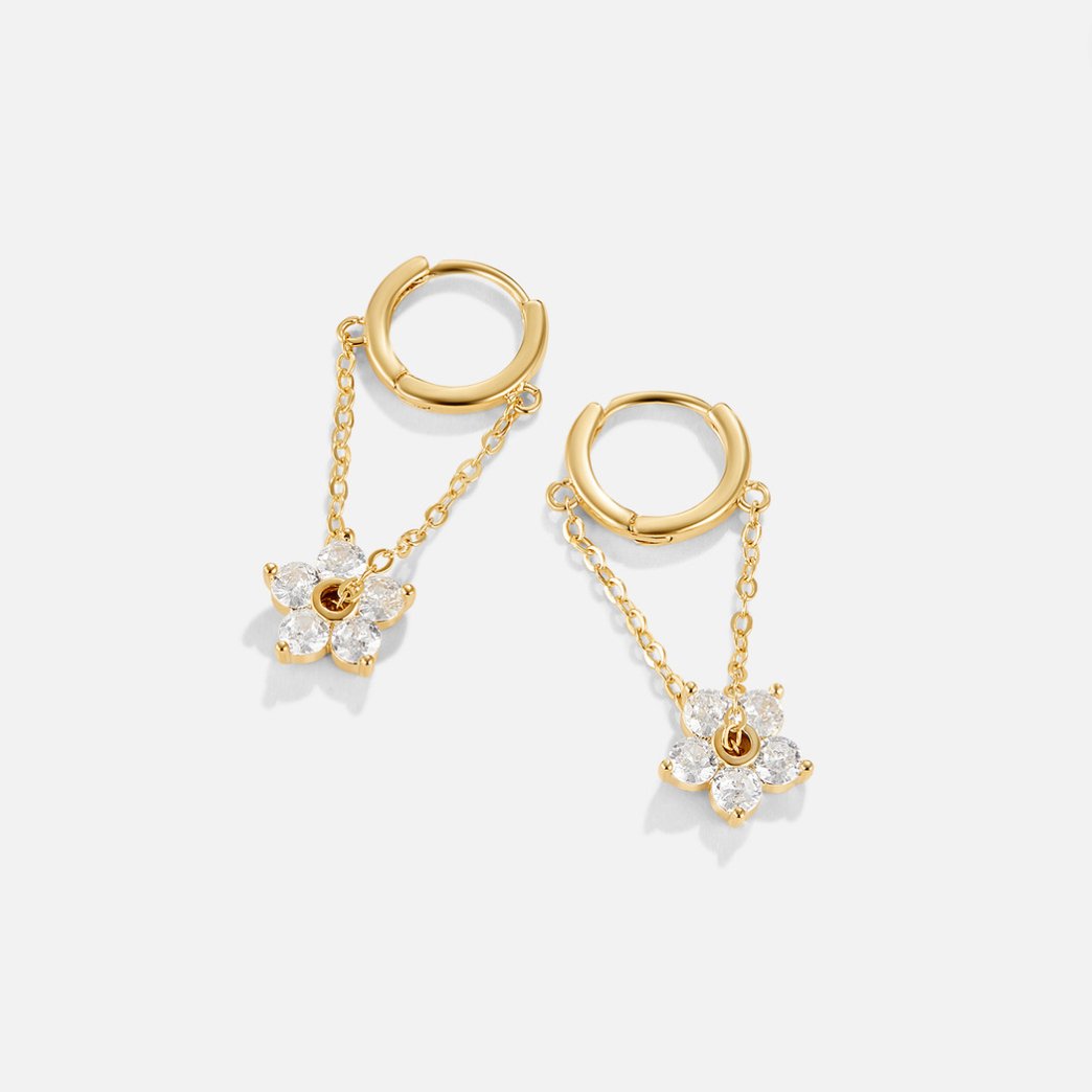 Soft Petal Drop Earrings Set with Crystal
