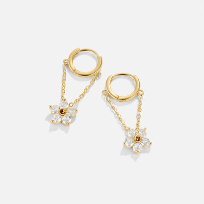 Soft Petal Drop Earrings Set with Crystal