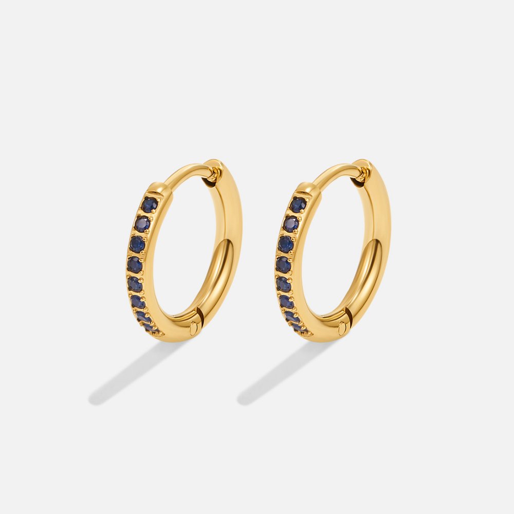 Slim Cornflower Blue Crystal Hoop Earrings