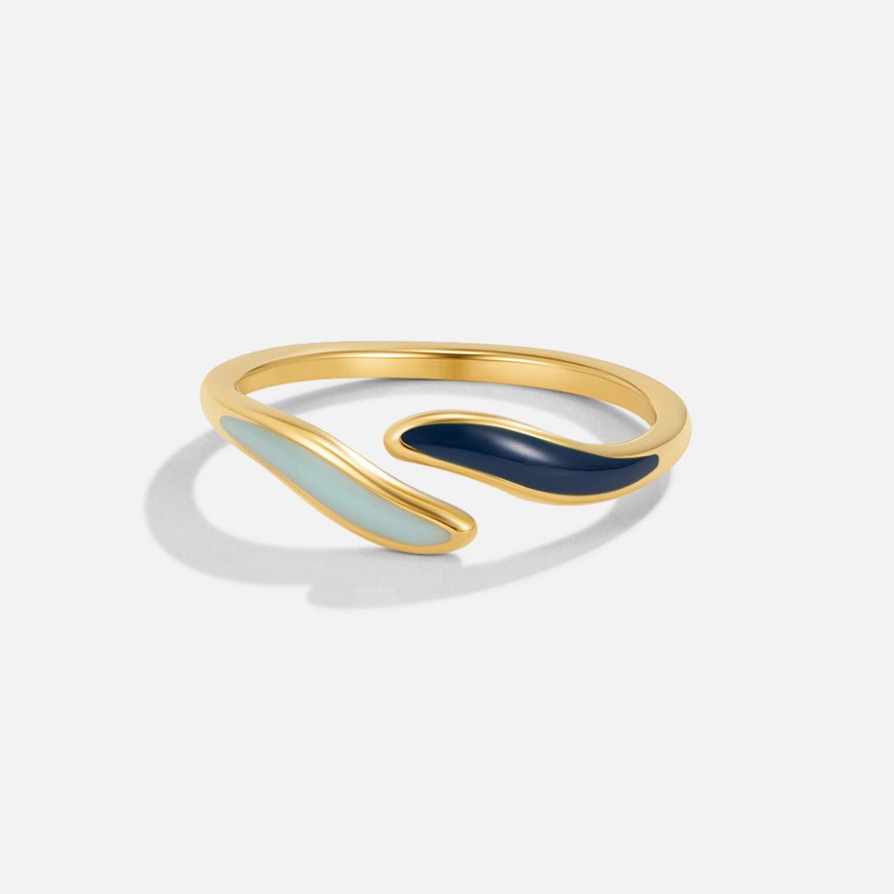 Ocean Wave Open Wrap Ring in a Cool Blue