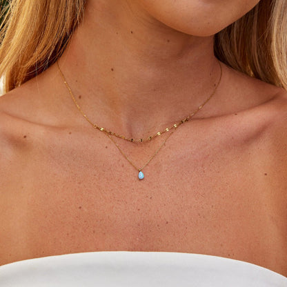 Watery Blue Teardrop Drop on Doubled Chains