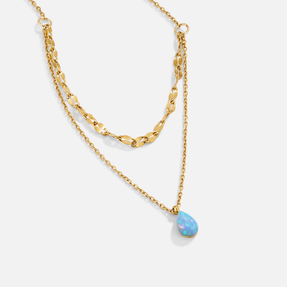 Watery Blue Teardrop Drop on Doubled Chains