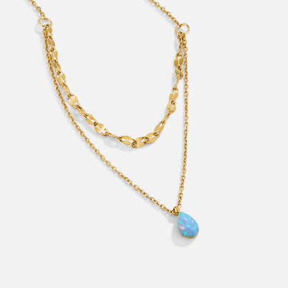 Watery Blue Teardrop Drop on Doubled Chains