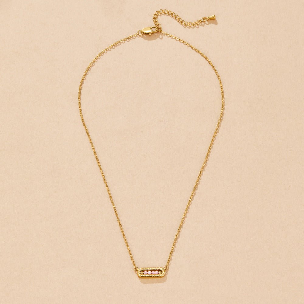 Soft Blush Pink Slim Bar Pendant Necklace